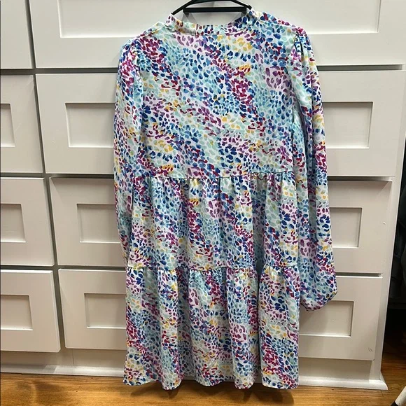 Colorful Leopard Print Long Sleeve Dress - Picture 4 of 4